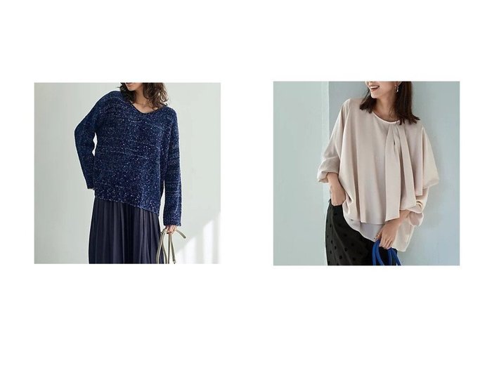 【STYLE DELI/スタイルデリ】の【LUXE】縦シボ片側ケープブラウス&カラーポップコーンVネックニットトップス 【トップス、カットソー 人気ファッション通販 コーディネート通販】おすすめ！人気、トレンド、レディースファッションの通販  おすすめ人気トレンドファッション通販アイテム 人気、トレンドファッション・服の通販 founy(ファニー) ファッション Fashion レディースファッション WOMEN トップス・カットソー Tops/Tshirt ニット Knit Tops Vネック V-Neck シャツ/ブラウス Shirts/Blouses イエロー Yellow インナー Inner オレンジ Orange カラフル Colorful シアー Sheer ストレート Straight デコルテ Decolletage デニム Denim パープル Purple フォルム Form ベロア Velor ポケット Pocket ランダム Random 夏 Summer 春 Spring ジャケット Jacket ジョーゼット Georgette チュニック Tunic ドレープ Drape A/W・秋冬 Aw・Autumn/Winter・Fw・Fall-Winter |ID:crp329100000209047