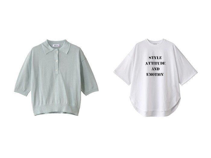 【SACRA/サクラ】のコットンプリントカットソー&スーパーファインツイストポロトップス 【トップス、カットソー 人気ファッション通販 コーディネート通販】おすすめ！人気、トレンド、レディースファッションの通販  おすすめ人気トレンドファッション通販アイテム インテリア・キッズ・メンズ・レディースファッション・服の通販 founy(ファニー) https://founy.com/ ファッション Fashion レディースファッション WOMEN トップス・カットソー Tops/Tshirt ニット Knit Tops プルオーバー Pullover シャツ/ブラウス Shirts/Blouses ロング / Tシャツ T-Shirts カットソー Cut and Sewn 2025年 2025 2025春夏・S/S Ss,Spring/Summer,2025 イタリア Italy クロップド Cropped シアー Sheer ショート Short バランス Balance ボトム Bottom 夏 Summer 春 Spring S/S・春夏 Ss・Spring/Summer |ID:crp329100000209137