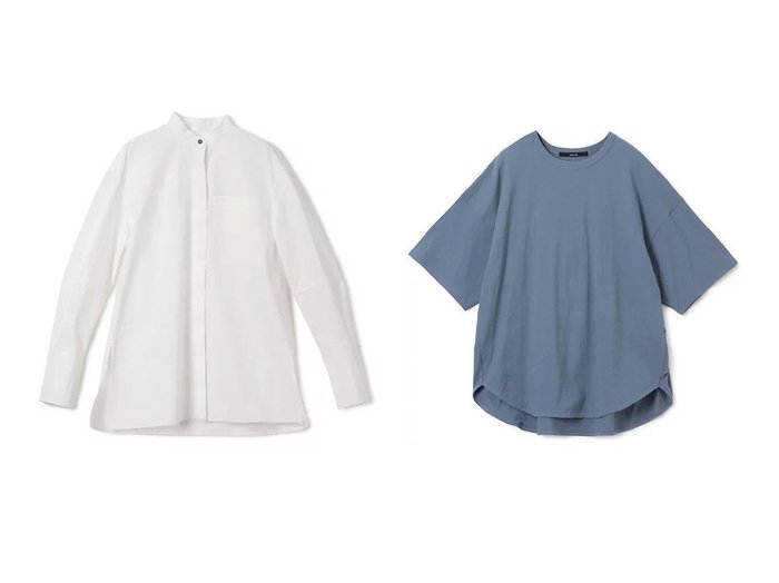 【Munich/ミューニック】のhigh twist jersey round hem T-shirt&【JIL SANDER/ジル サンダー】のW SHIRT 04 【トップス、カットソー 人気ファッション通販 コーディネート通販】おすすめ！人気、トレンド、レディースファッションの通販  おすすめ人気トレンドファッション通販アイテム 人気、トレンドファッション・服の通販 founy(ファニー) ファッション Fashion レディースファッション WOMEN トップス・カットソー Tops/Tshirt シャツ/ブラウス Shirts/Blouses ロング / Tシャツ T-Shirts カフス Cuffs スリット Slit フロント Front ロング Long エレガント 上品 Elegant ジャージー Jersey ラウンド Round 洗える Washable |ID:crp329100000209231