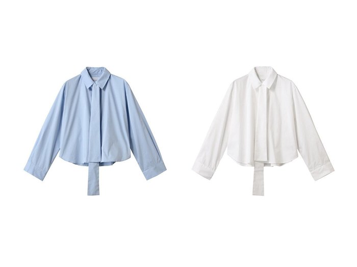 【MIDIUMISOLID/ミディウミソリッド】のtie neck shirt.M シャツ 【トップス、カットソー 人気ファッション通販 コーディネート通販】おすすめ！人気、トレンド、レディースファッションの通販 おすすめ人気トレンドファッション通販アイテム 人気、トレンドファッション・服の通販 founy(ファニー) ファッション Fashion レディースファッション WOMEN トップス・カットソー Tops/Tshirt シャツ/ブラウス Shirts/Blouses 2025年 2025 2025春夏・S/S Ss,Spring/Summer,2025 エレガント 上品 Elegant クロップド Cropped シンプル Simple スリーブ Sleeve デニム Denim トレンド Trend ロング Long 夏 Summer 春 Spring S/S・春夏 Ss・Spring/Summer |ID:crp329100000209424