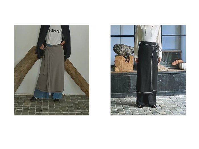 【marjour/マージュール】のSTRETCH LIB WRAP SKIRT 【スカート】 おすすめ人気トレンドファッション通販アイテム 人気、トレンドファッション・服の通販 founy(ファニー) ファッション Fashion レディースファッション WOMEN スカート Skirt インナー Inner ストレッチ Stretch マキシ Maxi ラップ Wrap 夏 Summer 無地 Plain Color |ID:crp329100000209500