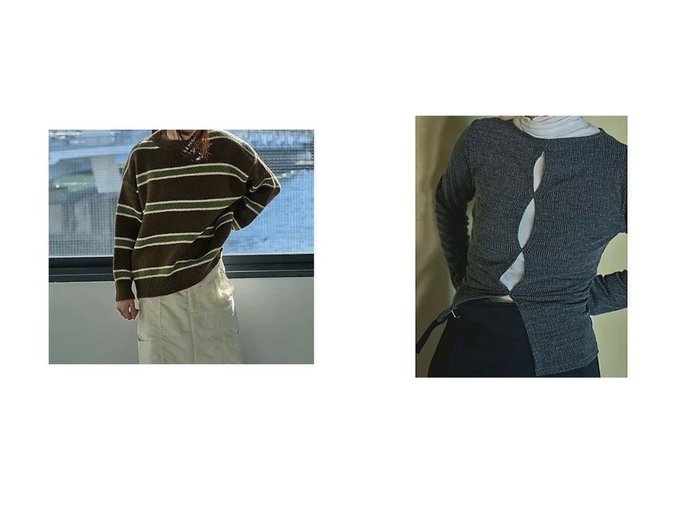 【marjour/マージュール】のSTRETCH OPEN TOPS&BORDER KNIT 【トップス、カットソー】 おすすめ人気トレンドファッション通販アイテム 人気、トレンドファッション・服の通販 founy(ファニー) ファッション Fashion レディースファッション WOMEN トップス・カットソー Tops/Tshirt ニット Knit Tops インナー Inner オーバル Oval ストレッチ Stretch フィット Fit フロント Front ミックス Mix エレガント 上品 Elegant ボーダー Border ミドル Middle |ID:crp329100000209510