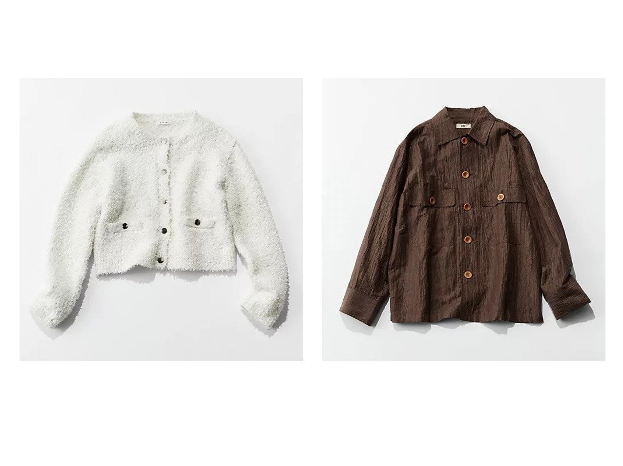 【Uhr/ウーア】のShirt Blouson&【CADUNE/カデュネ】のスパンフラッグニットジャケット 【コート、ジャケット】 おすすめ人気トレンドファッション通販アイテム インテリア・キッズ・メンズ・レディースファッション・服の通販 founy(ファニー) 　ファッション　Fashion　レディースファッション　WOMEN　アウター　Coat Outerwear　ジャケット　Jackets　ブルゾン　Blouson/Jackets　トップス・カットソー　Tops/Tshirt　シャツ/ブラウス　Shirts/Blouses　コンパクト　Compact　シルバー　Silver　ジャケット　Jacket　スパンコール　Sequins　春　Spring　洗える　Washable　おすすめ　Recommend　ブルゾン　Blouson　リネン　Linen　ホワイト系　White　ブラウン系　Brown　|ID:crp329100000209741