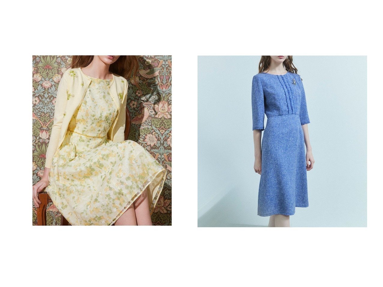 【TOCCA/トッカ】の【洗える!】MIST TWEED ドレス&【洗える!】MIMOSA AESTHIC ドレス 【ECで売れてるランキング上位の人気ファッション通販 / Popular clothes】  おすすめ人気トレンドファッション通販アイテム インテリア・キッズ・メンズ・レディースファッション・服の通販 founy(ファニー) 　ファッション　Fashion　レディースファッション　WOMEN　ワンピース　Dress　ドレス　Party Dresses　ドレス　Dress　再入荷　Restock/Back In Stock/Re Arrival　夏　Summer　S/S・春夏　Ss・Spring/Summer　洗える　Washable　A/W・秋冬　Aw・Autumn/Winter・Fw・Fall-Winter　イエロー系　Yellow　ブルー系　Blue　|ID:crp329100000209901