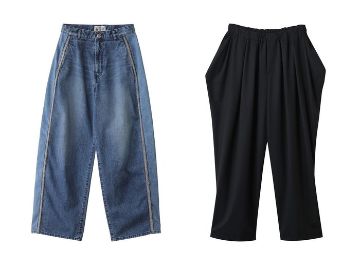 【leur logette/ルール ロジェット】のビジュー付き12ozデニムパンツ&【mizuiro ind/ミズイロ インド】のside drape wide PT パンツ 【パンツ】 おすすめ人気トレンドファッション通販アイテム 人気、トレンドファッション・服の通販 founy(ファニー) ファッション Fashion レディースファッション WOMEN パンツ Pants デニムパンツ Denim Pants 2025年 2025 2025春夏・S/S Ss,Spring/Summer,2025 スポーティ Sporty デニム Denim トレンド Trend ビジュー Bijou リュクス Luxe ロング Long ワイド Wide 夏 Summer 春 Spring S/S・春夏 Ss・Spring/Summer |ID:crp329100000210020