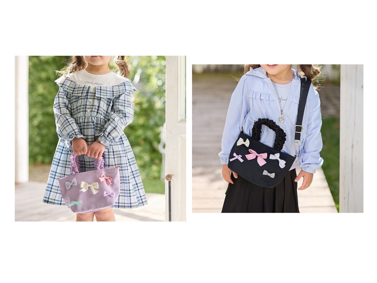 【any FAM / KIDS/エニファム】のリボン 2WAYバッグ 【子供服、キッズファッション通販】  おすすめ人気トレンドファッション通販アイテム インテリア・キッズ・メンズ・レディースファッション・服の通販 founy(ファニー) 　ファッション　Fashion　キッズファッション　KIDS　NEW・新作・新着・新入荷　New Arrivals　カラフル　Colorful　ガーリー　Girly　ショルダー　Shoulder　ポケット　Pocket　リボン　Ribbon　ブラック系　Black　|ID:crp329100000210225