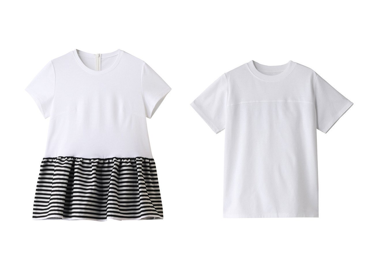 【BORDERS at BALCONY/ボーダーズ アット バルコニー】のペプラムTシャツ&バックフリルTシャツ 【トップス、カットソー】 おすすめ人気トレンドファッション通販アイテム インテリア・キッズ・メンズ・レディースファッション・服の通販 founy(ファニー) 　ファッション　Fashion　レディースファッション　WOMEN　トップス・カットソー　Tops/Tshirt　シャツ/ブラウス　Shirts/Blouses　ロング / Tシャツ　T-Shirts　カットソー　Cut and Sewn　2025年　2025　2025春夏・S/S　Ss,Spring/Summer,2025　ショート　Short　シンプル　Simple　ジャージ　Jersey　スリーブ　Sleeve　フェミニン　Feminine　フリル　Frills　ペプラム　Peplum　ボーダー　Border　夏　Summer　定番　Standard　春　Spring　S/S・春夏　Ss・Spring/Summer　ホワイト系　White　ブラック系　Black　ブルー系　Blue　|ID:crp329100000210427