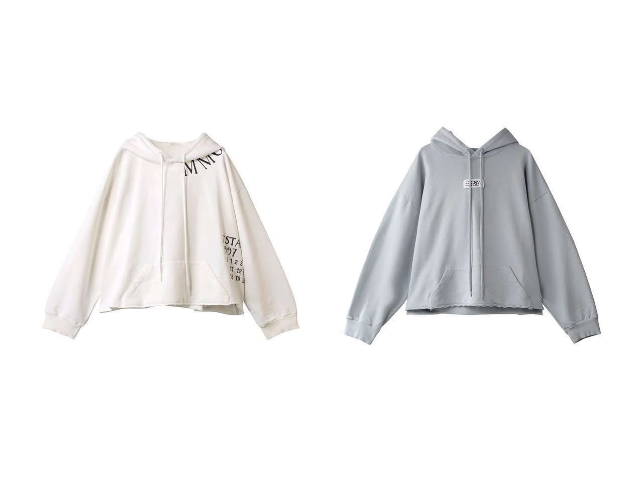 【MM6 Maison Martin Margiela/エムエム6 メゾン マルタン マルジェラ】のフードスウェットシャツ&フードスウェットシャツ 【トップス、カットソー】 おすすめ人気トレンドファッション通販アイテム インテリア・キッズ・メンズ・レディースファッション・服の通販 founy(ファニー) 　ファッション　Fashion　レディースファッション　WOMEN　トップス・カットソー　Tops/Tshirt　シャツ/ブラウス　Shirts/Blouses　パーカ　Sweats　ロング / Tシャツ　T-Shirts　スウェット　Sweat　カットソー　Cut and Sewn　2025年　2025　2025春夏・S/S　Ss,Spring/Summer,2025　ショート　Short　スウェット　Sweat　トレンド　Trend　バランス　Balance　プリント　Print　ボトム　Bottom　夏　Summer　春　Spring　S/S・春夏　Ss・Spring/Summer　ホワイト系　White　ブラック系　Black　|ID:crp329100000210428