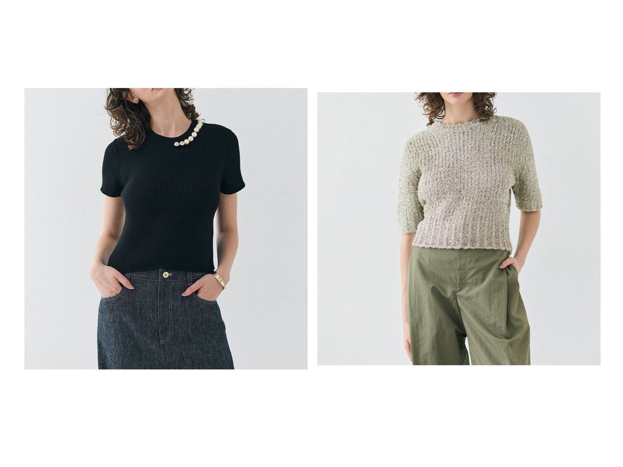 【BEIGE,/ベイジ,】の【洗える】 パール付き半袖コットンリブニット&【洗える】 ラメクルーネック半袖ニット 【トップス、カットソー】 おすすめ人気トレンドファッション通販アイテム インテリア・キッズ・メンズ・レディースファッション・服の通販 founy(ファニー) 　ファッション　Fashion　レディースファッション　WOMEN　トップス・カットソー　Tops/Tshirt　ニット　Knit Tops　アクセサリー　Accessories　アシンメトリー　Asymmetry　エレガント 上品　Elegant　春　Spring　洗える　Washable　カーゴパンツ　Cargo Pants　コンパクト　Compact　吸水　Water Absorption　セーター　Sweater　デニム　Denim　パール　Pearl　半袖　Short Sleeve　ロング　Long　S/S・春夏　Ss・Spring/Summer　NEW・新作・新着・新入荷　New Arrivals　夏　Summer　ビジネス 仕事 通勤　Business　シルバー　Silver　ブラック系　Black　シルバー系　Silver　ゴールド系　Gold　|ID:crp329100000210616