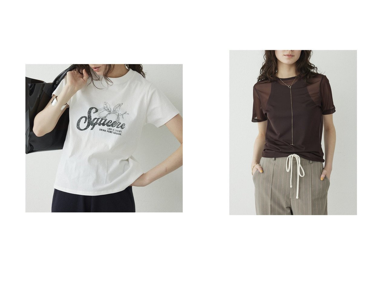 【Whim Gazette/ウィムガゼット】の【THE PAUSE】Lemon Tシャツ&【THE PAUSE】ハイゲージチュールTシャツ 【トップス、カットソー】 おすすめ人気トレンドファッション通販アイテム インテリア・キッズ・メンズ・レディースファッション・服の通販 founy(ファニー) 　ファッション　Fashion　レディースファッション　WOMEN　トップス・カットソー　Tops/Tshirt　シャツ/ブラウス　Shirts/Blouses　ロング / Tシャツ　T-Shirts　カットソー　Cut and Sewn　イエロー　Yellow　インナー　Inner　ヴィンテージ　Vintage　春　Spring　グラデーション　Gradation　コンパクト　Compact　ショート　Short　ジャケット　Jacket　スリーブ　Sleeve　デニム　Denim　プリント　Print　ボトム　Bottom　モノトーン　Monotone　ワーク　Work　S/S・春夏　Ss・Spring/Summer　おすすめ　Recommend　夏　Summer　2025年　2025　2025春夏・S/S　Ss,Spring/Summer,2025　ホワイト系　White　グレー系　Gray　ブラウン系　Brown　ベージュ系　Beige　|ID:crp329100000210685