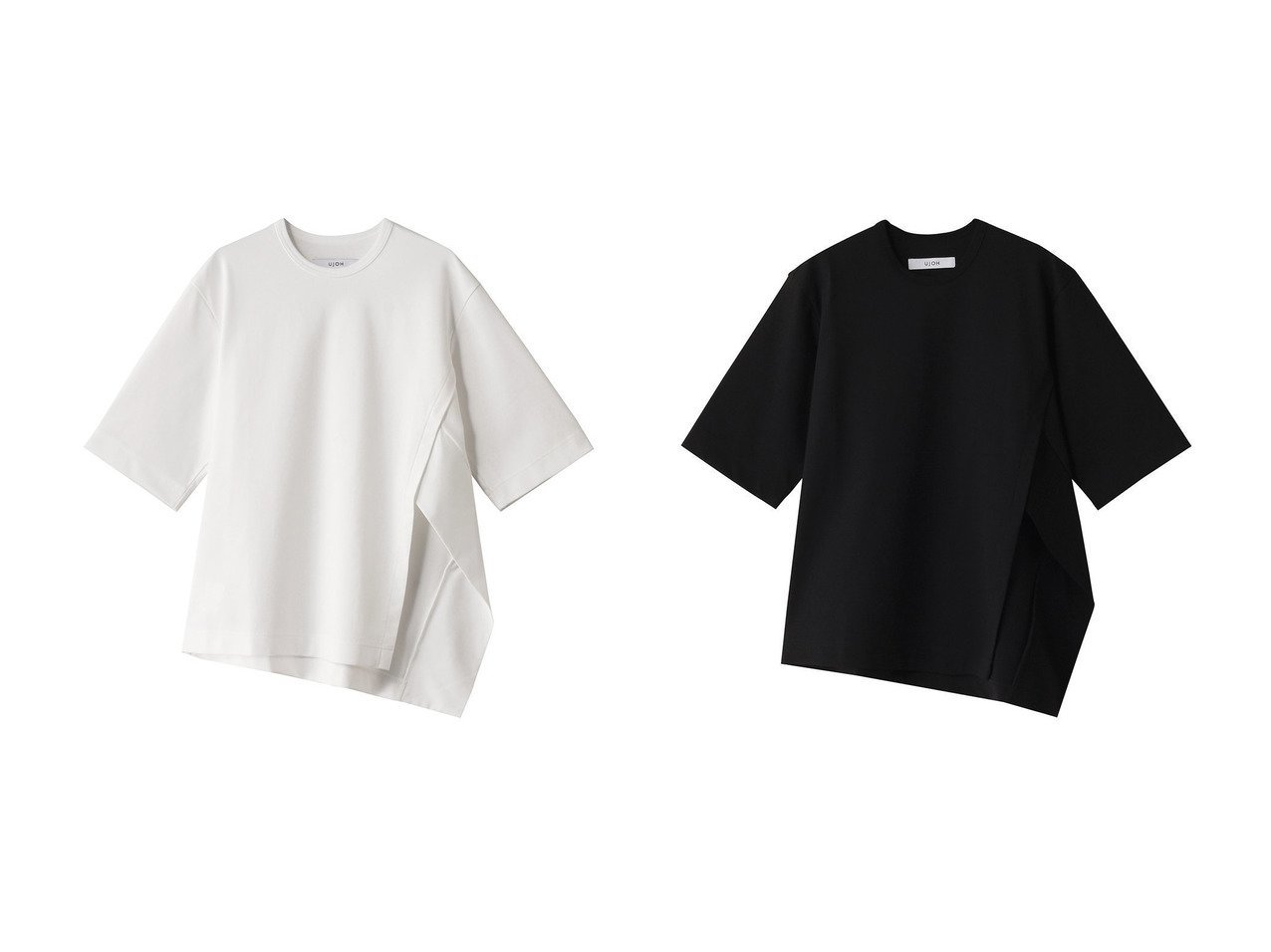 【Ujoh/ウジョー】のトリミング ハーフスリーブ Tシャツ 【トップス、カットソー】 おすすめ人気トレンドファッション通販アイテム インテリア・キッズ・メンズ・レディースファッション・服の通販 founy(ファニー) 　ファッション　Fashion　レディースファッション　WOMEN　トップス・カットソー　Tops/Tshirt　シャツ/ブラウス　Shirts/Blouses　ロング / Tシャツ　T-Shirts　カットソー　Cut and Sewn　2025年　2025　2025春夏・S/S　Ss,Spring/Summer,2025　ショート　Short　スリーブ　Sleeve　トリミング　Trimming　ハーフ　Half　ベーシック　Basic　夏　Summer　春　Spring　S/S・春夏　Ss・Spring/Summer　ホワイト系　White　ブラック系　Black　|ID:crp329100000210690