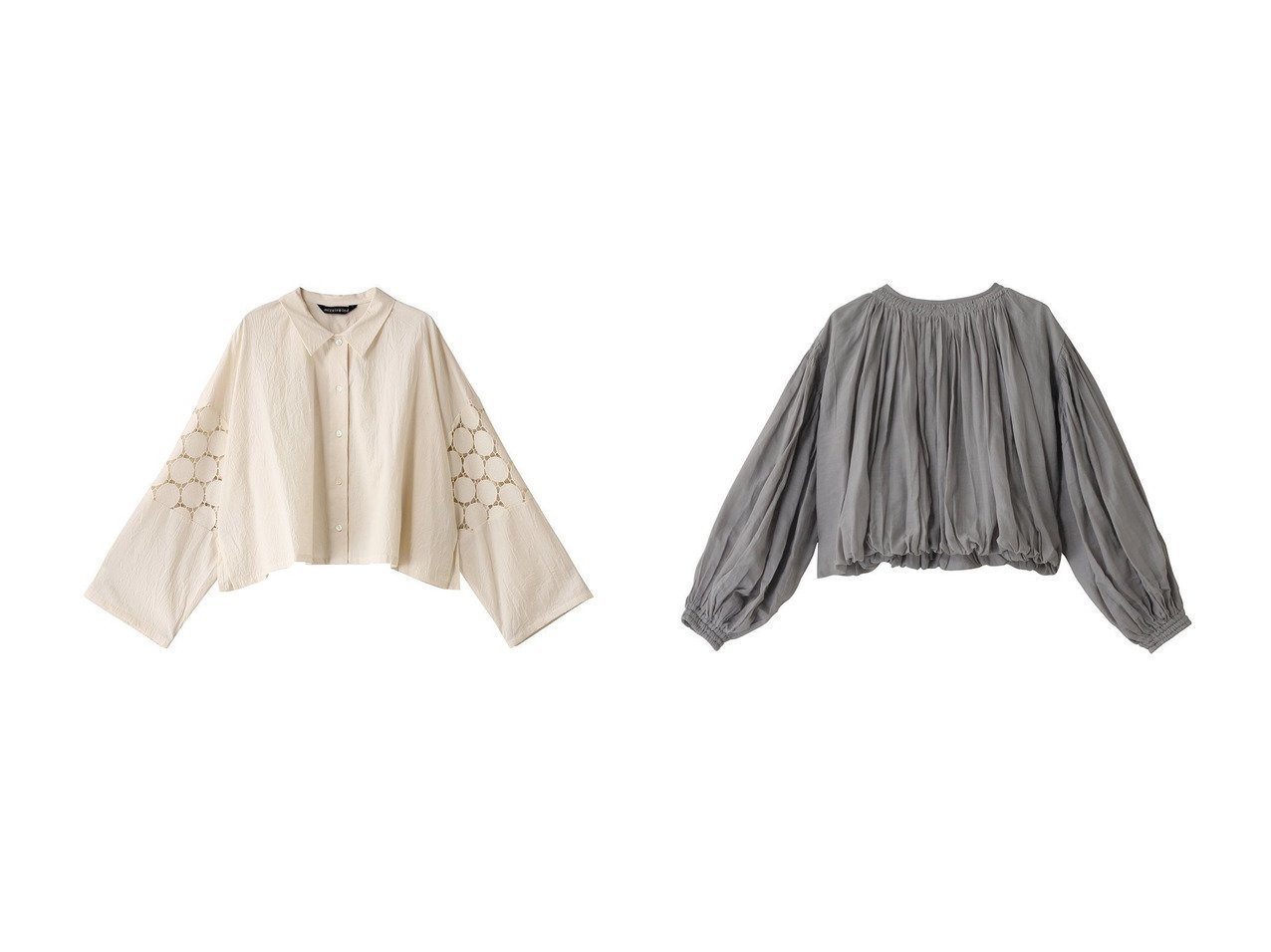 【MARILYN MOON/マリリンムーン】の【SOI-MeME】ボリュームギャザーバルーンブラウス&【mizuiro ind/ミズイロ インド】のlace mix box shirt シャツ 【トップス、カットソー】 おすすめ人気トレンドファッション通販アイテム インテリア・キッズ・メンズ・レディースファッション・服の通販 founy(ファニー) 　ファッション　Fashion　レディースファッション　WOMEN　トップス・カットソー　Tops/Tshirt　シャツ/ブラウス　Shirts/Blouses　2025年　2025　2025春夏・S/S　Ss,Spring/Summer,2025　おすすめ　Recommend　スリーブ　Sleeve　ダウン　Down　デニム　Denim　フェミニン　Feminine　ボックス　Box　マニッシュ　Mannish　レース　Race　ロング　Long　エレガント 上品　Elegant　夏　Summer　春　Spring　S/S・春夏　Ss・Spring/Summer　ホワイト系　White　イエロー系　Yellow　ブラック系　Black　グレー系　Gray　|ID:crp329100000210991