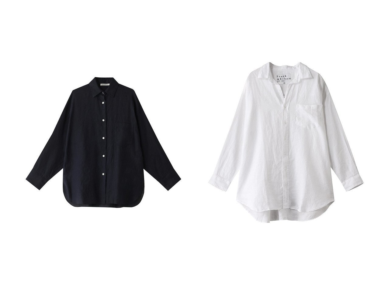 【Frank&Eileen/フランク&アイリーン】のMACKENZIE LIVED IN LINEN ホワイトビッグシャツ&【HOUSE OF LOTUS/ハウス オブ ロータス】のリネンベーシックシャツ 【トップス、カットソー】 おすすめ人気トレンドファッション通販アイテム インテリア・キッズ・メンズ・レディースファッション・服の通販 founy(ファニー) 　ファッション　Fashion　レディースファッション　WOMEN　トップス・カットソー　Tops/Tshirt　シャツ/ブラウス　Shirts/Blouses　スリーブ　Sleeve　ベーシック　Basic　リネン　Linen　ロング　Long　エレガント 上品　Elegant　再入荷　Restock/Back In Stock/Re Arrival　トレンド　Trend　ビッグ　Big　ボトム　Bottom　定番　Standard　NEW・新作・新着・新入荷　New Arrivals　パープル系　Purple　ブルー系　Blue　ホワイト系　White　|ID:crp329100000211093