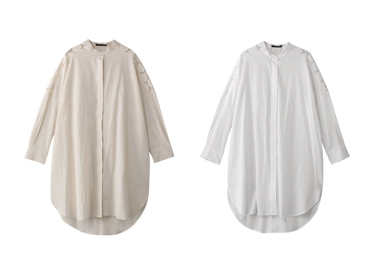 【mizuiro ind/ミズイロ インド】のlace mix stand collar shirt OP ワンピース 【ワンピース、ドレス】 おすすめ人気トレンドファッション通販アイテム インテリア・キッズ・メンズ・レディースファッション・服の通販 founy(ファニー) 　ファッション　Fashion　レディースファッション　WOMEN　ワンピース　Dress　チュニック　Tunic　2025年　2025　2025春夏・S/S　Ss,Spring/Summer,2025　スタンド　Stand　スリーブ　Sleeve　チュニック　Tunic　フェミニン　Feminine　レース　Race　ロング　Long　夏　Summer　春　Spring　S/S・春夏　Ss・Spring/Summer　ホワイト系　White　イエロー系　Yellow　|ID:crp329100000211141