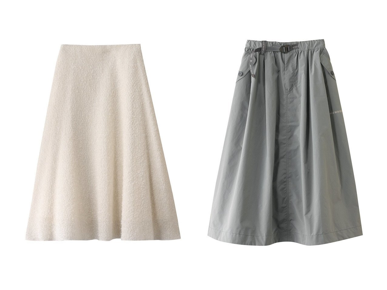 【Whim Gazette/ウィムガゼット】のモールラッセルフレアスカート&【and wander/アンドワンダー】のoversized cargo skirt (W) 【スカート】 おすすめ人気トレンドファッション通販アイテム インテリア・キッズ・メンズ・レディースファッション・服の通販 founy(ファニー) 　ファッション　Fashion　レディースファッション　WOMEN　スカート　Skirt　Aライン/フレアスカート　Flared A-Line Skirts　ロングスカート　Long Skirt　2025年　2025　2025春夏・S/S　Ss,Spring/Summer,2025　おすすめ　Recommend　フェミニン　Feminine　フレア　Flare　ロング　Long　エレガント 上品　Elegant　夏　Summer　春　Spring　S/S・春夏　Ss・Spring/Summer　ホワイト系　White　ブラック系　Black　|ID:crp329100000211198