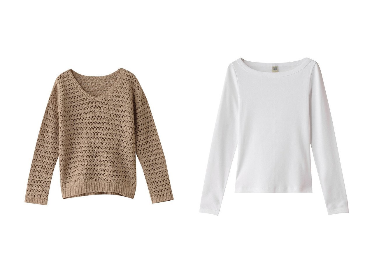 【allureville/アルアバイル】のテープヤーンハンドニットプルオーバー&【FLORE FLORE】 STEFFI LONG SLEEVE 【トップス、カットソー】 おすすめ人気トレンドファッション通販アイテム インテリア・キッズ・メンズ・レディースファッション・服の通販 founy(ファニー) 　ファッション　Fashion　レディースファッション　WOMEN　トップス・カットソー　Tops/Tshirt　ニット　Knit Tops　プルオーバー　Pullover　シャツ/ブラウス　Shirts/Blouses　ロング / Tシャツ　T-Shirts　カットソー　Cut and Sewn　2025年　2025　2025春夏・S/S　Ss,Spring/Summer,2025　キャミ　Cami　タンク　Tank　タートルネック　Turtleneck　リボン　Ribbon　夏　Summer　春　Spring　S/S・春夏　Ss・Spring/Summer　ベージュ系　Beige　イエロー系　Yellow　ブルー系　Blue　ホワイト系　White　ブラック系　Black　|ID:crp329100000211452