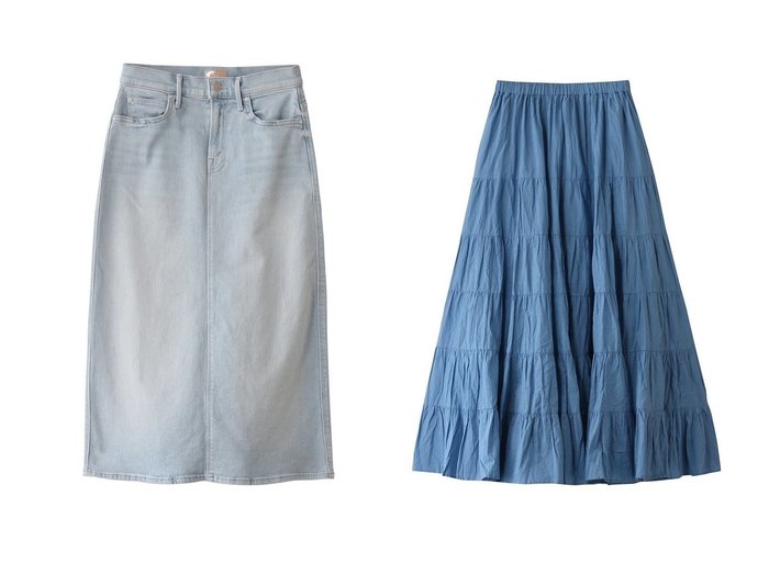 【COUTURE D'ADAM/クチュールドアダム】のティアードスカート&【MOTHER/マザー】のTHE SWOONER STRAIGHT A MIDI SKIRT デニムスカート(YEP) 【スカート】 おすすめ人気トレンドファッション通販アイテム 人気、トレンドファッション・服の通販 founy(ファニー) 　ファッション　Fashion　レディースファッション　WOMEN　スカート　Skirt　デニムスカート　Denim Skirts　ティアードスカート　Tiered Skirts　ロングスカート　Long Skirt　2025年　2025　2025春夏・S/S　Ss,Spring/Summer,2025　ストレッチ　Stretch　ストレート　Straight　デニム　Denim　ハイライズ　High Rise　フィット　Fit　夏　Summer　春　Spring　S/S・春夏　Ss・Spring/Summer　インド　India　オリエンタル　Oriental　ティアードスカート　Tiered Skirt　リゾート　Resort　ロング　Long　再入荷　Restock/Back In Stock/Re Arrival　|ID:crp329100000211545