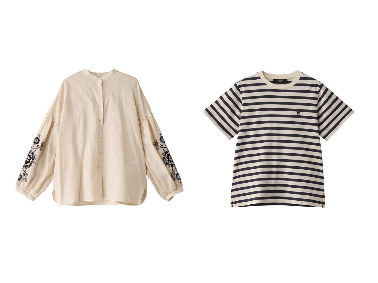 【Max Mara/マックスマーラ】の【Weekend Max Mara】SATRAPO コットンワンポイントTシャツ&【Weekend Max Mara】ILEX リネン刺しゅうノーカラーブラウス 【ECで売れてるランキング上位の人気レディースファッションの通販】 おすすめ人気トレンドファッション通販アイテム インテリア・キッズ・メンズ・レディースファッション・服の通販 founy(ファニー) 　ファッション　Fashion　レディースファッション　WOMEN　トップス・カットソー　Tops/Tshirt　シャツ/ブラウス　Shirts/Blouses　ロング / Tシャツ　T-Shirts　カットソー　Cut and Sewn　2025年　2025　2025春夏・S/S　Ss,Spring/Summer,2025　スリーブ　Sleeve　リネン　Linen　ロング　Long　ヴィンテージ　Vintage　今季　This Season　夏　Summer　春　Spring　S/S・春夏　Ss・Spring/Summer　ブルー系　Blue　|ID:crp329100000211598