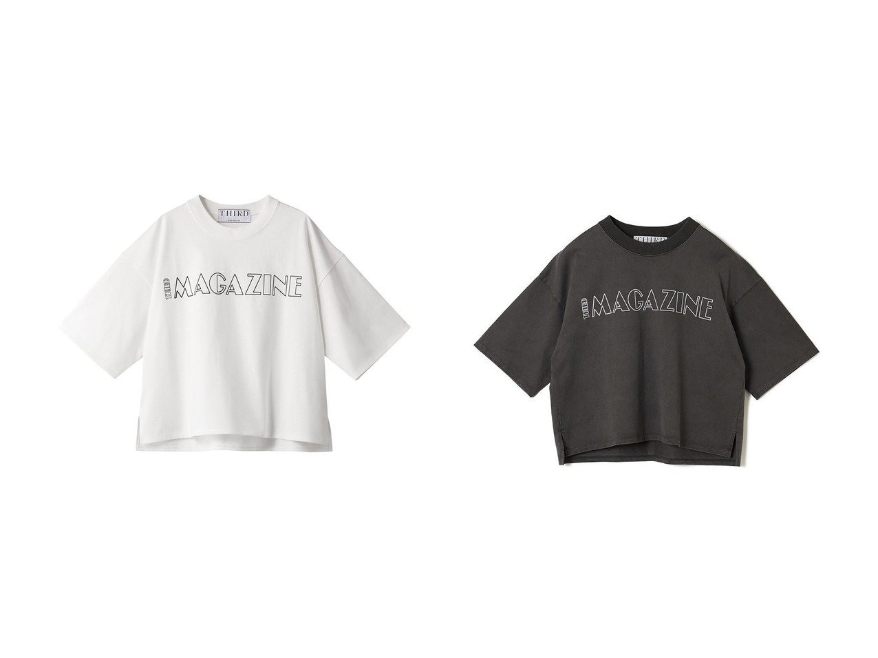 【THIRD MAGAZINE/サードマガジン】のTHIRD MAGAZINE ロゴTシャツ&ピグメントロゴTシャツ 【ECで売れてるランキング上位の人気レディースファッションの通販】  おすすめ人気トレンドファッション通販アイテム インテリア・キッズ・メンズ・レディースファッション・服の通販 founy(ファニー) 　ファッション　Fashion　レディースファッション　WOMEN　トップス・カットソー　Tops/Tshirt　シャツ/ブラウス　Shirts/Blouses　ロング / Tシャツ　T-Shirts　カットソー　Cut and Sewn　おすすめ　Recommend　カットソー　Cut And Sew　ショート　Short　ジャケット　Jacket　スリーブ　Sleeve　バランス　Balance　プリント　Print　シンプル　Simple　ボックス　Box　ホワイト系　White　グレー系　Gray　|ID:crp329100000211670