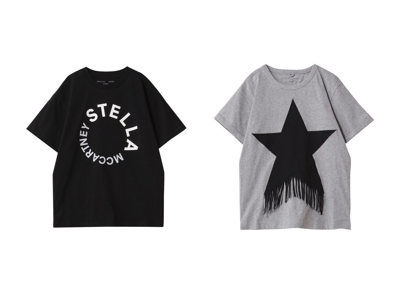 【STELLA McCARTNEY / KIDS/ステラ マッカートニー】の【KIDS】ロゴプリントTシャツ&【KIDS】スターフリンジTシャツ 【KIDS　キッズファッション通販】 おすすめ人気トレンドファッション通販アイテム インテリア・キッズ・メンズ・レディースファッション・服の通販 founy(ファニー) 　ファッション　Fashion　キッズファッション　KIDS　トップス・カットソー　Tops/Tees/Kids　2025年　2025　2025春夏・S/S　Ss,Spring/Summer,2025　サークル　Circle　バランス　Balance　プリント　Print　ベーシック　Basic　夏　Summer　春　Spring　S/S・春夏　Ss・Spring/Summer　ブラック系　Black　|ID:crp329100000211725