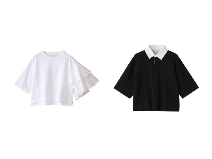 【ADAWAS/アダワス】のMILANO RIB ジャージー アシンメトリック スリーブTシャツ&コンパクト コットン ラグビーシャツ 【トップス、カットソー】 おすすめ人気トレンドファッション通販アイテム 人気、トレンドファッション・服の通販 founy(ファニー) ファッション Fashion レディースファッション WOMEN トップス・カットソー Tops/Tshirt シャツ/ブラウス Shirts/Blouses ロング / Tシャツ T-Shirts カットソー Cut and Sewn ポロシャツ Polo Shirts 2025年 2025 2025春夏・S/S Ss,Spring/Summer,2025 アシンメトリー Asymmetry ショート Short ジャージー Jersey スリーブ Sleeve ネックレス Necklace フリル Frills 夏 Summer 春 Spring S/S・春夏 Ss・Spring/Summer |ID:crp329100000212257