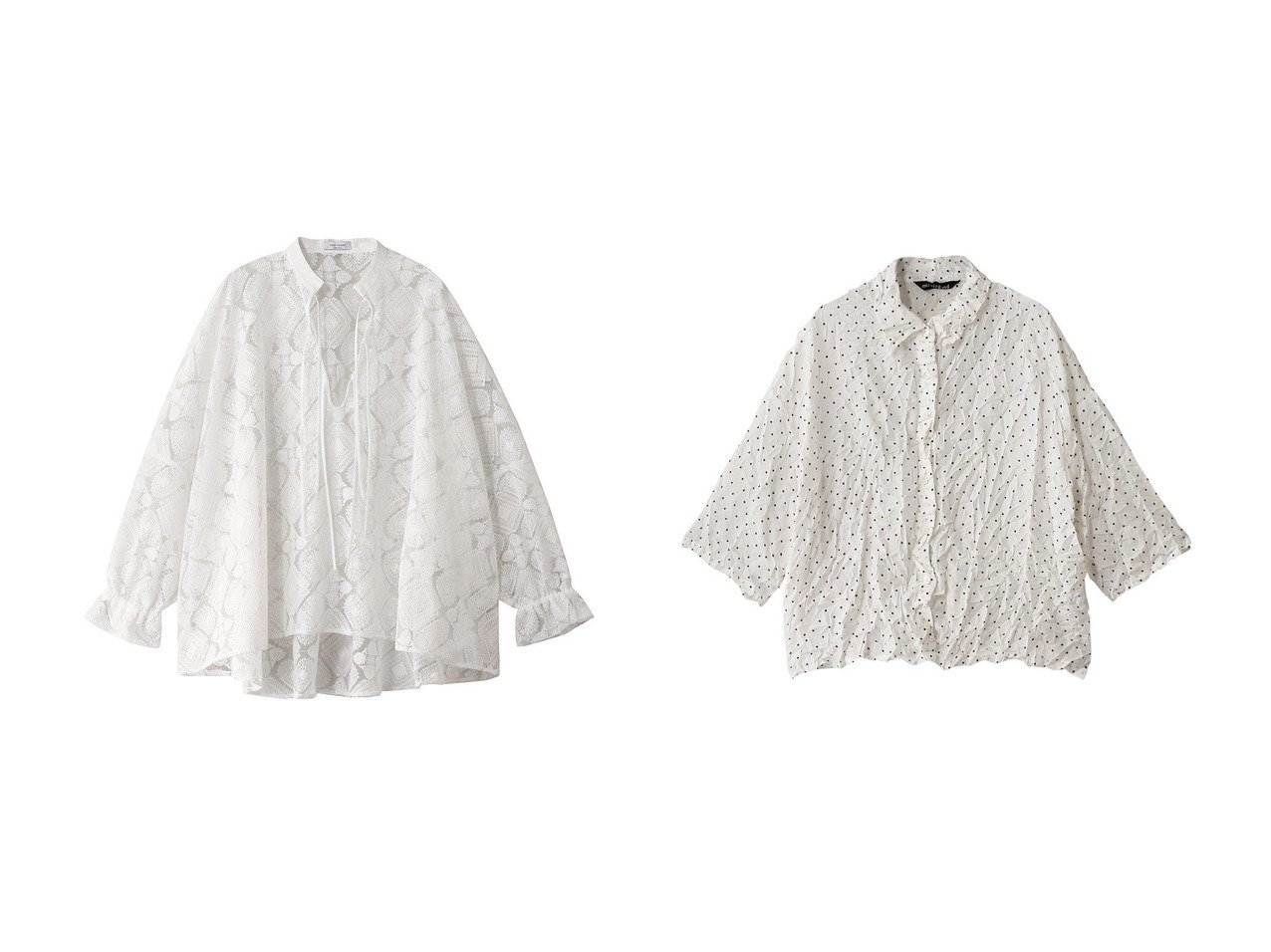 【mizuiro ind/ミズイロ インド】のdots print catch washer shirt シャツ&【1er Arrondissement/プルミエ アロンディスモン】の【near NIPPON】ブラウス 【トップス、カットソー】 おすすめ人気トレンドファッション通販アイテム インテリア・キッズ・メンズ・レディースファッション・服の通販 founy(ファニー) 　ファッション　Fashion　レディースファッション　WOMEN　トップス・カットソー　Tops/Tshirt　キャミソール / ノースリーブ　No Sleeves　シャツ/ブラウス　Shirts/Blouses　ロング / Tシャツ　T-Shirts　カットソー　Cut and Sewn　2025年　2025　2025春夏・S/S　Ss,Spring/Summer,2025　キャミソール　Camisole　タンク　Tank　デニム　Denim　フェミニン　Feminine　レース　Race　夏　Summer　春　Spring　S/S・春夏　Ss・Spring/Summer　ホワイト系　White　|ID:crp329100000212263