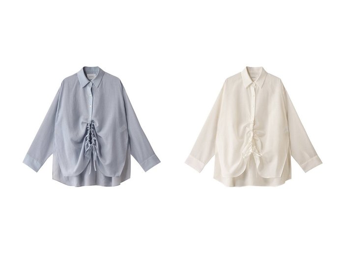 【MIDIUMISOLID/ミディウミソリッド】のdrawstring shirt.S シャツ 【トップス、カットソー】 おすすめ人気トレンドファッション通販アイテム 人気、トレンドファッション・服の通販 founy(ファニー) 　ファッション　Fashion　レディースファッション　WOMEN　トップス・カットソー　Tops/Tshirt　シャツ/ブラウス　Shirts/Blouses　2025年　2025　2025春夏・S/S　Ss,Spring/Summer,2025　おすすめ　Recommend　ギャザー　Gather　シアー　Sheer　スリーブ　Sleeve　トレンド　Trend　ドローストリング　Drawstring　ボトム　Bottom　ロング　Long　夏　Summer　春　Spring　S/S・春夏　Ss・Spring/Summer　|ID:crp329100000212270