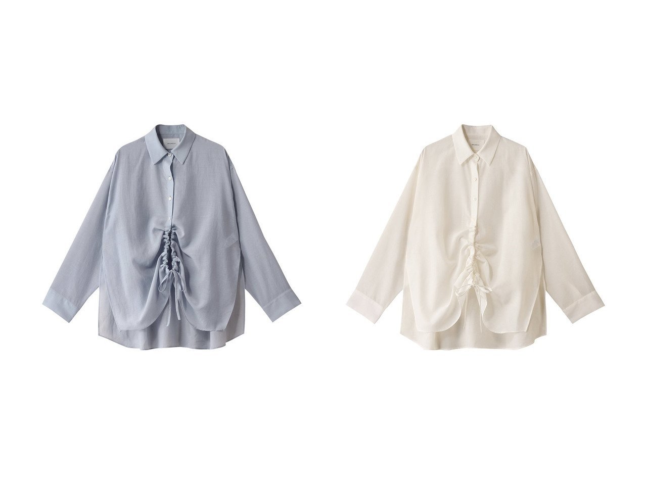 【MIDIUMISOLID/ミディウミソリッド】のdrawstring shirt.S シャツ 【トップス、カットソー】 おすすめ人気トレンドファッション通販アイテム インテリア・キッズ・メンズ・レディースファッション・服の通販 founy(ファニー) 　ファッション　Fashion　レディースファッション　WOMEN　トップス・カットソー　Tops/Tshirt　シャツ/ブラウス　Shirts/Blouses　2025年　2025　2025春夏・S/S　Ss,Spring/Summer,2025　おすすめ　Recommend　ギャザー　Gather　シアー　Sheer　スリーブ　Sleeve　トレンド　Trend　ドローストリング　Drawstring　ボトム　Bottom　ロング　Long　夏　Summer　春　Spring　S/S・春夏　Ss・Spring/Summer　イエロー系　Yellow　ブルー系　Blue　ブラック系　Black　|ID:crp329100000212270