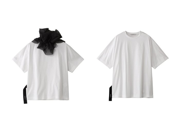 【DOMELLE/ドメル】のベーシック ビッグTシャツ&スカーフ付きベーシック Tシャツ 【トップス、カットソー】 おすすめ人気トレンドファッション通販アイテム 人気、トレンドファッション・服の通販 founy(ファニー) 　ファッション　Fashion　レディースファッション　WOMEN　トップス・カットソー　Tops/Tshirt　シャツ/ブラウス　Shirts/Blouses　ロング / Tシャツ　T-Shirts　カットソー　Cut and Sewn　2025年　2025　2025春夏・S/S　Ss,Spring/Summer,2025　エアリー　Airy　コンパクト　Compact　ショート　Short　シルケット　Mercerization　スカーフ　Scarf　スリーブ　Sleeve　プリント　Print　ベーシック　Basic　夏　Summer　春　Spring　S/S・春夏　Ss・Spring/Summer　|ID:crp329100000212355