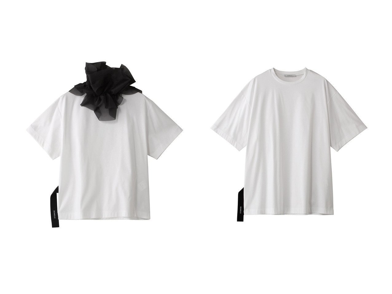 【DOMELLE/ドメル】のベーシック ビッグTシャツ&スカーフ付きベーシック Tシャツ 【トップス、カットソー】 おすすめ人気トレンドファッション通販アイテム インテリア・キッズ・メンズ・レディースファッション・服の通販 founy(ファニー) 　ファッション　Fashion　レディースファッション　WOMEN　トップス・カットソー　Tops/Tshirt　シャツ/ブラウス　Shirts/Blouses　ロング / Tシャツ　T-Shirts　カットソー　Cut and Sewn　2025年　2025　2025春夏・S/S　Ss,Spring/Summer,2025　エアリー　Airy　コンパクト　Compact　ショート　Short　シルケット　Mercerization　スカーフ　Scarf　スリーブ　Sleeve　プリント　Print　ベーシック　Basic　夏　Summer　春　Spring　S/S・春夏　Ss・Spring/Summer　ホワイト系　White　ブラック系　Black　|ID:crp329100000212355