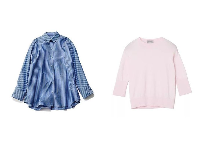 【Demi-Luxe BEAMS/デミルクス ビームス】の【Marisol別注】2wayオーバーシャツ&【JOHN SMEDLEY/ジョン スメドレー】のターンナッププルオーバー 【トップス、カットソー】 おすすめ人気トレンドファッション通販アイテム 人気、トレンドファッション・服の通販 founy(ファニー) 　ファッション　Fashion　レディースファッション　WOMEN　トップス・カットソー　Tops/Tshirt　プルオーバー　Pullover　シャツ/ブラウス　Shirts/Blouses　なめらか　Smooth　夏　Summer　洗える　Washable　|ID:crp329100000212403