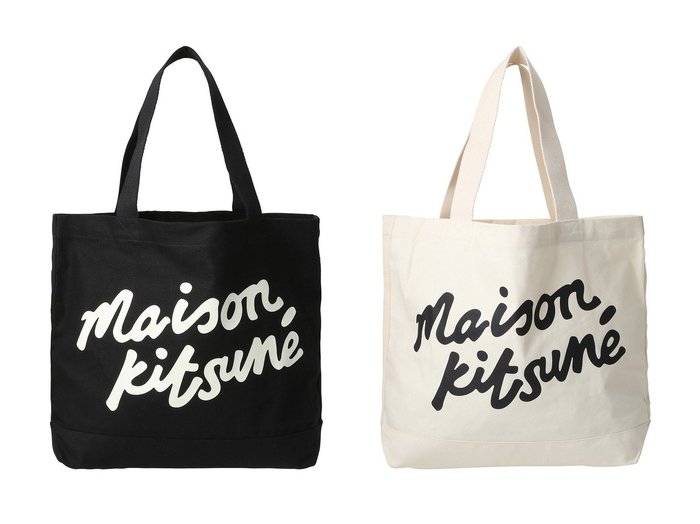 【MAISON KITSUNE/メゾン キツネ】の【UNISEX】MAISON KITSUNE HANDWRITING トートバッグ 【バッグ・鞄】 おすすめ人気トレンドファッション通販アイテム 人気、トレンドファッション・服の通販 founy(ファニー) 　ファッション　Fashion　レディースファッション　WOMEN　バッグ　Bag　ユニセックス　Unisex　ポケット　Pocket　ポーチ　Pouch　NEW・新作・新着・新入荷　New Arrivals　財布　Wallet　|ID:crp329100000212577