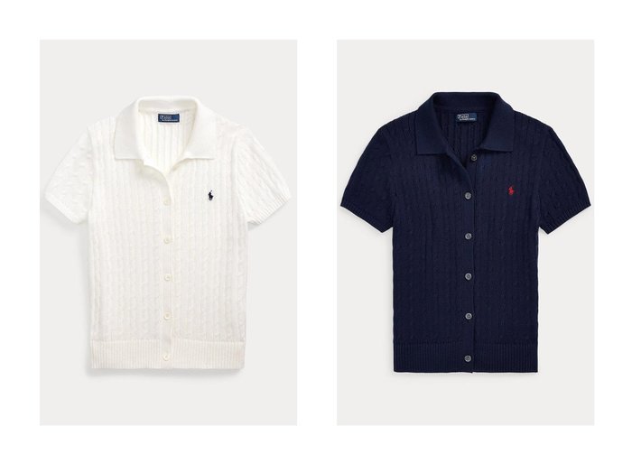 【RALPH LAUREN/ラルフローレン】の【POLO RALPH LAUREN】ケーブル コットン ショートスリーブ Polo カーディガン おすすめ人気トレンドファッション通販アイテム 人気、トレンドファッション・服の通販 founy(ファニー) ファッション Fashion レディースファッション WOMEN トップス・カットソー Tops/Tshirt ニット Knit Tops カーディガン Cardigans カーディガン Cardigan ショート Short スリーブ Sleeve NEW・新作・新着・新入荷 New Arrivals |ID:crp329100000212647