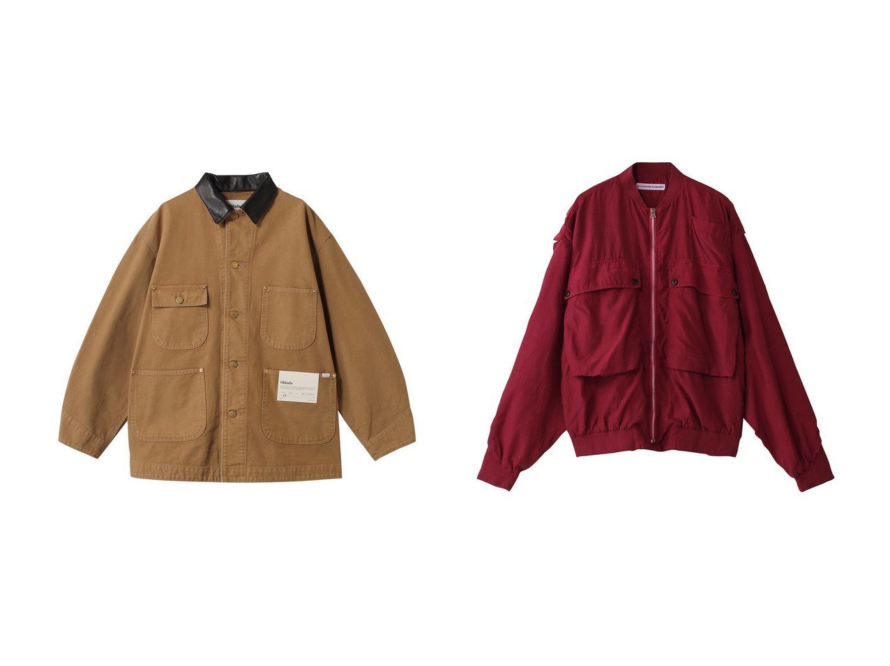 【Oblada/オブラダ】のテントラインカバーオール&【KATHARINE HAMNETT LONDON/キャサリンハムネット】の【UNISEX】パラシュート ボンバージャケット 【コート、ジャケット】 おすすめ人気トレンドファッション通販アイテム インテリア・キッズ・メンズ・レディースファッション・服の通販 founy(ファニー) 　ファッション　Fashion　レディースファッション　WOMEN　アウター　Coat Outerwear　ジャケット　Jackets　ブルゾン　Blouson/Jackets　おすすめ　Recommend　ジャケット　Jacket　ブルゾン　Blouson　ポケット　Pocket　NEW・新作・新着・新入荷　New Arrivals　オレンジ系　Orange　ブラック系　Black　|ID:crp329100000212653