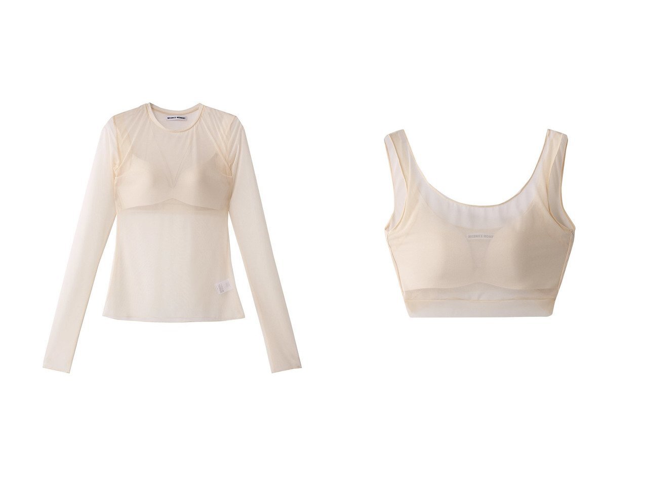 【Whim Gazette/ウィムガゼット】の【NICENICE MOMENT】MESH LS SHELL&【NICENICE MOMENT】MESH BRA TANK 【トップス、カットソー】 おすすめ人気トレンドファッション通販アイテム インテリア・キッズ・メンズ・レディースファッション・服の通販 founy(ファニー) 　ファッション　Fashion　レディースファッション　WOMEN　下着・ランジェリー　Underwear　その他インナー・ランジェリー　Other lingerie　インナー　Inner　ジャケット　Jacket　スリーブ　Sleeve　フロント　Front　ボトム　Bottom　メッシュ　Mesh　ランジェリー　Lingerie　ロング　Long　NEW・新作・新着・新入荷　New Arrivals　ベージュ系　Beige　ブラック系　Black　|ID:crp329100000213036