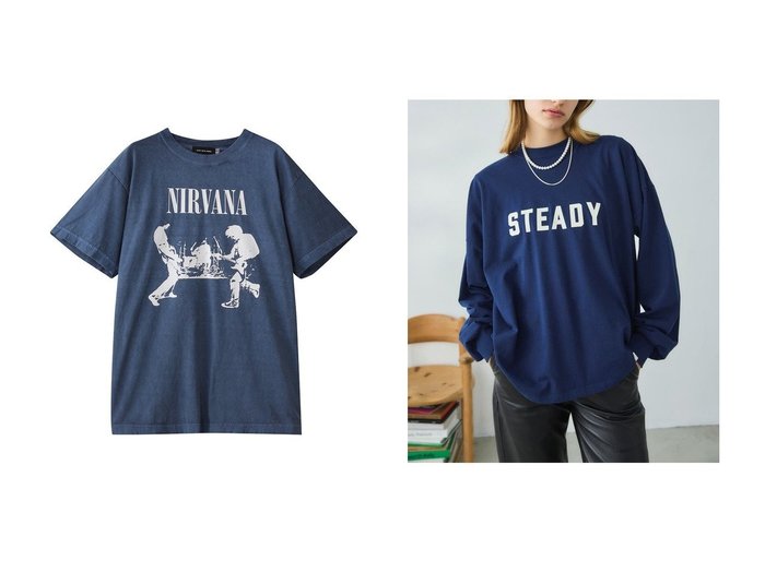 【Oblada/オブラダ】の92 STEADYロングTシャツ&【GALLARDAGALANTE/ガリャルダガランテ】のNIRVANA Tシャツ 【トップス、カットソー】 おすすめ人気トレンドファッション通販アイテム 人気、トレンドファッション・服の通販 founy(ファニー) 　ファッション　Fashion　レディースファッション　WOMEN　トップス・カットソー　Tops/Tshirt　シャツ/ブラウス　Shirts/Blouses　ロング / Tシャツ　T-Shirts　カットソー　Cut and Sewn　スリーブ　Sleeve　ネックレス　Necklace　パール　Pearl　プリント　Print　リラックス　Relax　ロング　Long　NEW・新作・新着・新入荷　New Arrivals　|ID:crp329100000213122