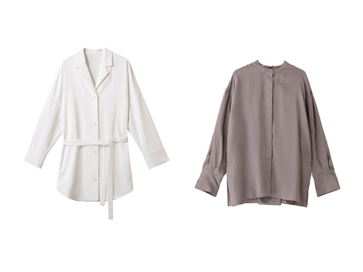 【RIM.ARK/リムアーク】のシャツ&【1er Arrondissement/プルミエ アロンディスモン】のキュプラフィブリルシャツ 【トップス、カットソー】 おすすめ人気トレンドファッション通販アイテム インテリア・キッズ・メンズ・レディースファッション・服の通販 founy(ファニー) 　ファッション　Fashion　レディースファッション　WOMEN　トップス・カットソー　Tops/Tshirt　シャツ/ブラウス　Shirts/Blouses　インナー　Inner　カットソー　Cut And Sew　スリーブ　Sleeve　ハイネック　High Neck　リラックス　Relax　ロング　Long　NEW・新作・新着・新入荷　New Arrivals　ホワイト系　White　ブラック系　Black　ブルー系　Blue　グレー系　Gray　ベージュ系　Beige　|ID:crp329100000213607