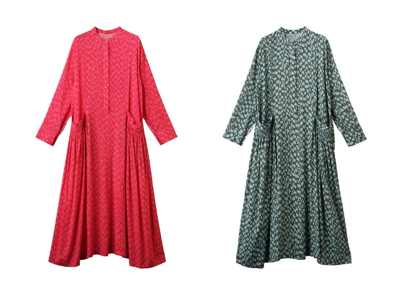 【HOUSE OF LOTUS/ハウス オブ ロータス】のランダムドットワンピース 【ECで人気ランキング上位のおすすめ!レディースファッション通販】  おすすめ人気トレンドファッション通販アイテム インテリア・キッズ・メンズ・レディースファッション・服の通販 founy(ファニー) 　ファッション　Fashion　レディースファッション　WOMEN　ワンピース　Dress　チュニック　Tunic　ギャザー　Gather　シャーリング　Shirring　チュニック　Tunic　ドット　Dot　ドレープ　Drape　プリント　Print　ポケット　Pocket　ロング　Long　再入荷　Restock/Back In Stock/Re Arrival　レッド系　Red　グリーン系　Green　|ID:crp329100000213623