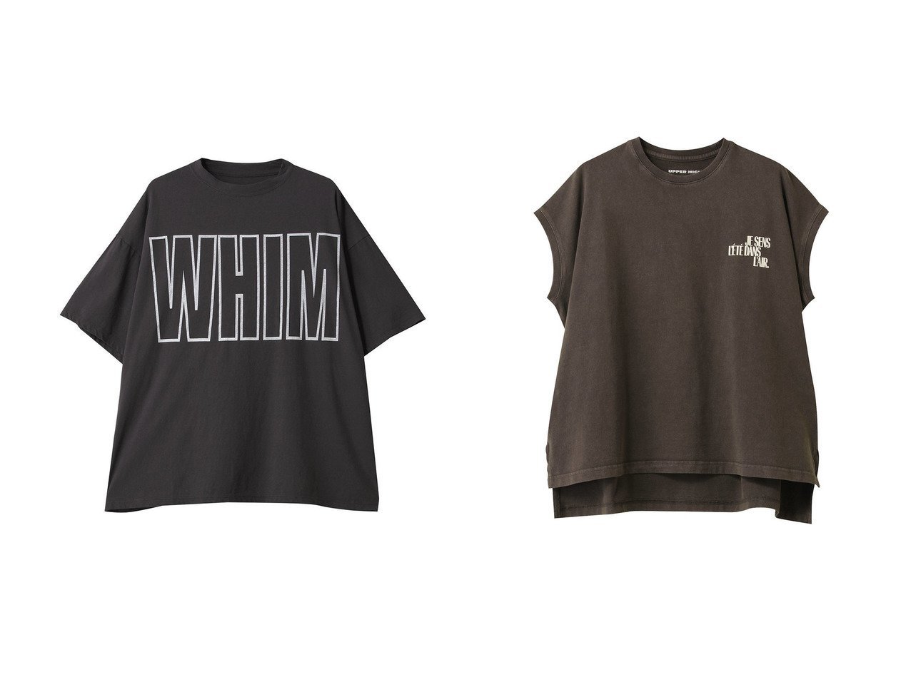 【upper hights/アッパー ハイツ】のBIG NO SLEEVE TEE&【Whim Gazette/ウィムガゼット】のリラックスロゴTシャツ 【トップス、カットソー】 おすすめ人気トレンドファッション通販アイテム インテリア・キッズ・メンズ・レディースファッション・服の通販 founy(ファニー) 　ファッション　Fashion　レディースファッション　WOMEN　トップス・カットソー　Tops/Tshirt　シャツ/ブラウス　Shirts/Blouses　ロング / Tシャツ　T-Shirts　カットソー　Cut and Sewn　ショート　Short　シンプル　Simple　スリーブ　Sleeve　デニム　Denim　フロント　Front　プリント　Print　リラックス　Relax　NEW・新作・新着・新入荷　New Arrivals　グレー系　Gray　ベージュ系　Beige　ホワイト系　White　|ID:crp329100000213850