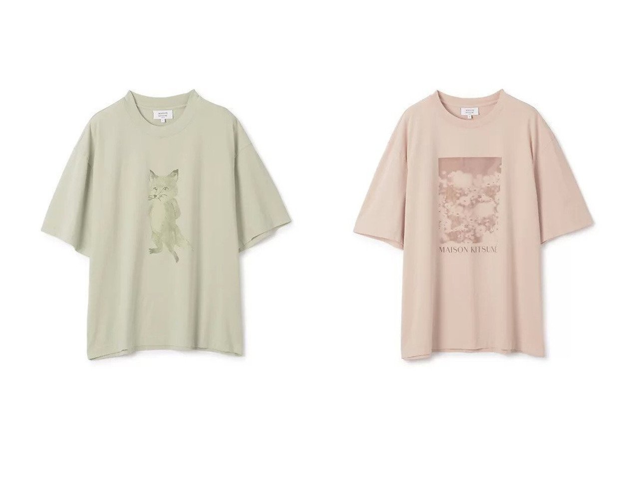 【MAISON KITSUNE/メゾン キツネ】のLADY FOX BOXY TEE-SHIRT&DAISY FIELD OVERSIZE TEE-SHIRT 【トップス、カットソー】 おすすめ人気トレンドファッション通販アイテム インテリア・キッズ・メンズ・レディースファッション・服の通販 founy(ファニー) 　ファッション　Fashion　レディースファッション　WOMEN　トップス・カットソー　Tops/Tshirt　シャツ/ブラウス　Shirts/Blouses　2025年　2025　2025春夏・S/S　Ss,Spring/Summer,2025　トレンド　Trend　ボックス　Box　今季　This Season　洗える　Washable　グリーン系　Green　|ID:crp329100000213880