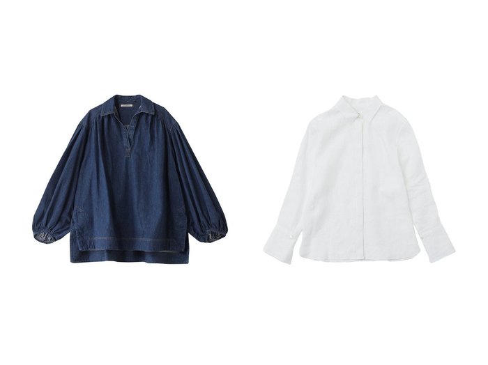 【THE STORE by C/ザ ストア バイ シー】のリネンシャツ&【DESIGN WORKS/デザイン ワークス】のデニムチュニックブラウス 【トップス、カットソー】 おすすめ人気トレンドファッション通販アイテム インテリア・キッズ・メンズ・レディースファッション・服の通販 founy(ファニー) https://founy.com/ ファッション Fashion レディースファッション WOMEN トップス・カットソー Tops/Tshirt シャツ/ブラウス Shirts/Blouses スキッパー Skipper スリーブ Sleeve チュニック Tunic デニム Denim フェミニン Feminine ロング Long NEW・新作・新着・新入荷 New Arrivals |ID:crp329100000213929