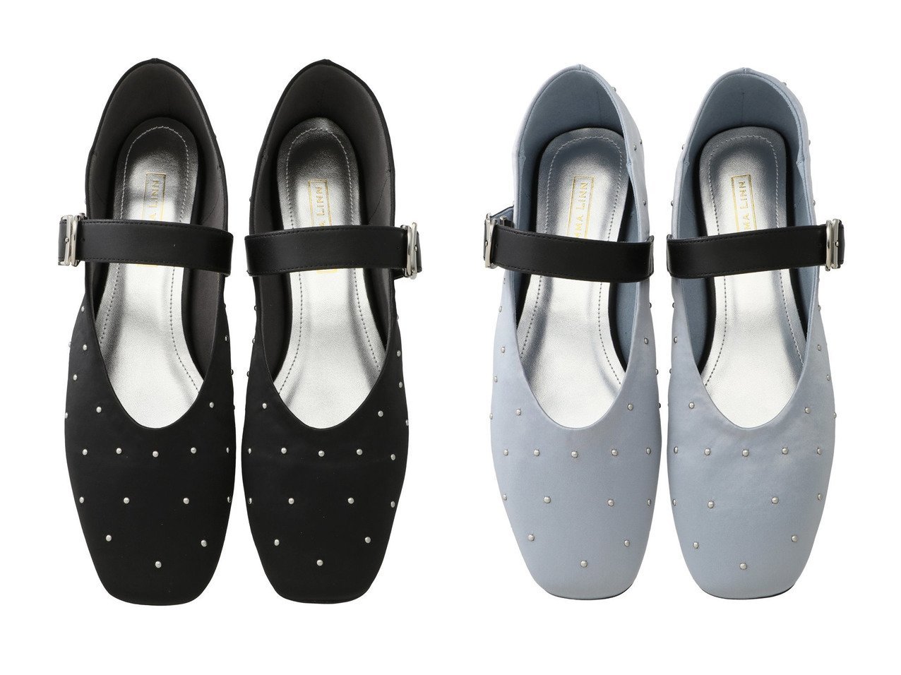 【Daniella & GEMMA/ダニエラ アンド ジェマ】のストラップ付きバレエフラットシューズ 【ECで人気ランキング上位のおすすめ!レディースファッション通販】  おすすめ人気トレンドファッション通販アイテム インテリア・キッズ・メンズ・レディースファッション・服の通販 founy(ファニー) 　ファッション　Fashion　レディースファッション　WOMEN　シューズ　Shoes　シルバー　Silver　トレンド　Trend　バレエ　Ballet　ビジュー　Bijou　フォルム　Form　フラット　Flat　ベルベット　Velvet　ラップ　Wrap　ワイド　Wide　ブラック系　Black　ブルー系　Blue　|ID:crp329100000214162