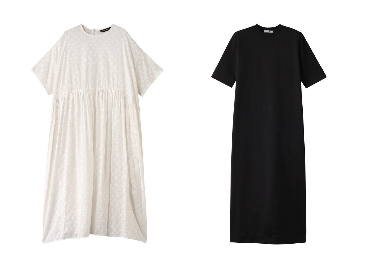 【CINOH/チノ】のREFINA パワーショルダードレス&【mizuiro ind/ミズイロ インド】のcut jacquard crew neck gather OP ワンピース 【ワンピース、ドレス】 おすすめ人気トレンドファッション通販アイテム インテリア・キッズ・メンズ・レディースファッション・服の通販 founy(ファニー) 　ファッション　Fashion　レディースファッション　WOMEN　ワンピース　Dress　チュニック　Tunic　ドレス　Party Dresses　インド　India　ギャザー　Gather　シアー　Sheer　チュニック　Tunic　フラワー　Flower　ロング　Long　NEW・新作・新着・新入荷　New Arrivals　イエロー系　Yellow　ブラック系　Black　|ID:crp329100000214352