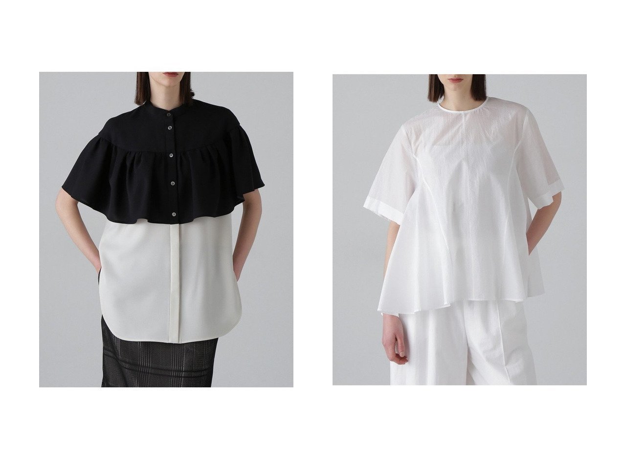 【ADORE/アドーア】のコットンナイロンタフタブラウス&ケープブラウス 【トップス、カットソー】 おすすめ人気トレンドファッション通販アイテム インテリア・キッズ・メンズ・レディースファッション・服の通販 founy(ファニー) 　ファッション　Fashion　レディースファッション　WOMEN　トップス・カットソー　Tops/Tshirt　シャツ/ブラウス　Shirts/Blouses　ギャザー　Gather　ショート　Short　スリーブ　Sleeve　ドレープ　Drape　ノースリーブ　No Sleeve　フェミニン　Feminine　エレガント 上品　Elegant　NEW・新作・新着・新入荷　New Arrivals　ブラック系　Black　ホワイト系　White　|ID:crp329100000215064