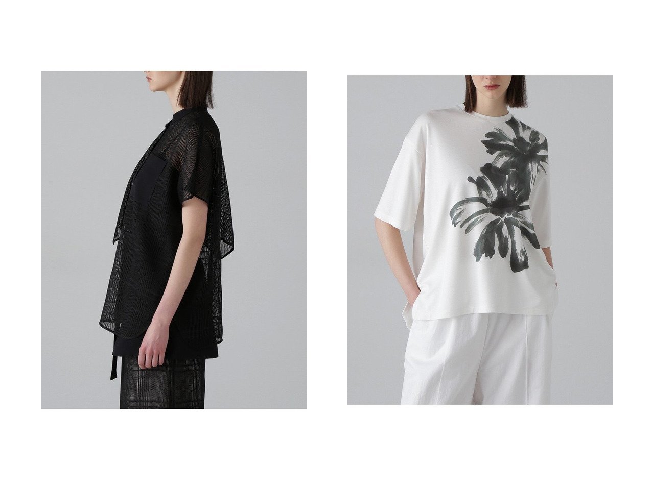 【ADORE/アドーア】のハイブリッドポンチプリントカットソー&レノクロスチェックブラウス 【トップス、カットソー】 おすすめ人気トレンドファッション通販アイテム インテリア・キッズ・メンズ・レディースファッション・服の通販 founy(ファニー) 　ファッション　Fashion　レディースファッション　WOMEN　トップス・カットソー　Tops/Tshirt　シャツ/ブラウス　Shirts/Blouses　ロング / Tシャツ　T-Shirts　カットソー　Cut and Sewn　ショート　Short　スリーブ　Sleeve　チェック　Check　ヘムライン　Hemline　ポケット　Pocket　エレガント 上品　Elegant　NEW・新作・新着・新入荷　New Arrivals　無地　Plain Color　アシンメトリー　Asymmetry　インナー　Inner　シルケット　Mercerization　バランス　Balance　プリント　Print　ブラック系　Black　ホワイト系　White　|ID:crp329100000215065