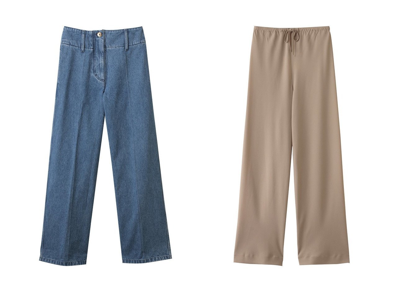 【PATOU/パトゥ】のラージベルトデニムパンツ&【BEIGE,/ベイジ,】のFLEUR(フルール)/ウエストゴムイージーワイドパンツ 【パンツ】 おすすめ人気トレンドファッション通販アイテム インテリア・キッズ・メンズ・レディースファッション・服の通販 founy(ファニー) 　ファッション　Fashion　レディースファッション　WOMEN　パンツ　Pants　デニムパンツ　Denim Pants　ベルト　Belts　ドレープ　Drape　ワイド　Wide　ワーク　Work　NEW・新作・新着・新入荷　New Arrivals　ベージュ系　Beige　ブルー系　Blue　|ID:crp329100000215310