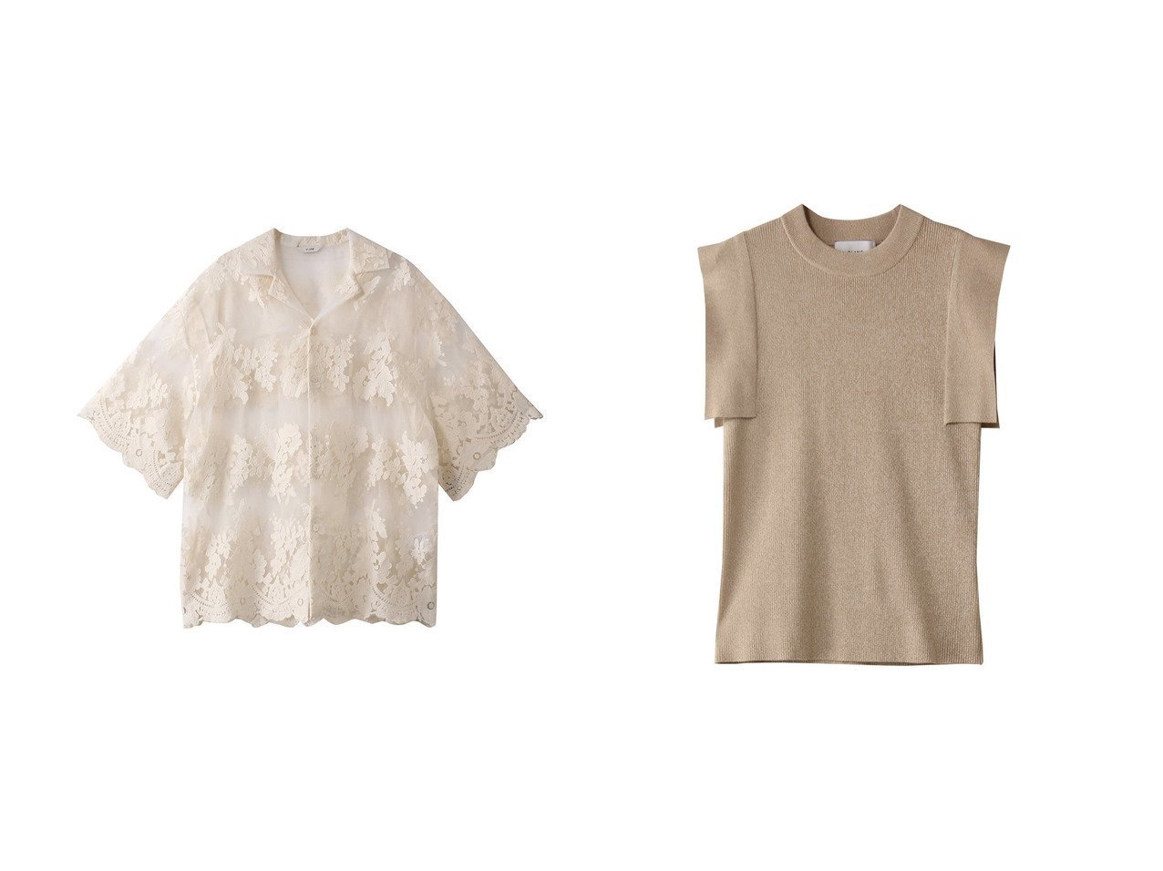 【CLANE/クラネ】のニットトップス&シャツ 【トップス、カットソー】 おすすめ人気トレンドファッション通販アイテム インテリア・キッズ・メンズ・レディースファッション・服の通販 founy(ファニー) 　ファッション　Fashion　レディースファッション　WOMEN　トップス・カットソー　Tops/Tshirt　シャツ/ブラウス　Shirts/Blouses　ニット　Knit Tops　プルオーバー　Pullover　シアー　Sheer　ショート　Short　スカラップ　Scalloped　スリーブ　Sleeve　フラワー　Flower　モチーフ　Motif　レース　Race　ヴィンテージ　Vintage　夏　Summer　NEW・新作・新着・新入荷　New Arrivals　春　Spring　S/S・春夏　Ss・Spring/Summer　イエロー系　Yellow　ベージュ系　Beige　ブルー系　Blue　ブラック系　Black　|ID:crp329100000216273