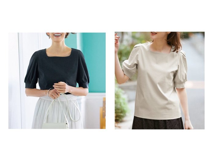 【DoCLASSE/ドゥクラッセ】のスクエアネック・パフ袖/スーピマ・ドゥクラッセTシャツ 40代50代からの婦人服 おすすめ人気トレンドファッション通販アイテム 人気、トレンドファッション・服の通販 founy(ファニー) 　ファッション　Fashion　レディースファッション　WOMEN　トップス・カットソー　Tops/Tshirt　シャツ/ブラウス　Shirts/Blouses　ロング / Tシャツ　T-Shirts　カットソー　Cut and Sewn　カシミヤ　Cashmere　カットソー　Cut And Sew　カフス　Cuffs　シフォン　Chiffon　シンプル　Simple　スクエア　Square　スリーブ　Sleeve　ダブル　Double　なめらか　Smooth　フェミニン　Feminine　フリル　Frills　フロント　Front　NEW・新作・新着・新入荷　New Arrivals　夏　Summer　|ID:crp329100000216688