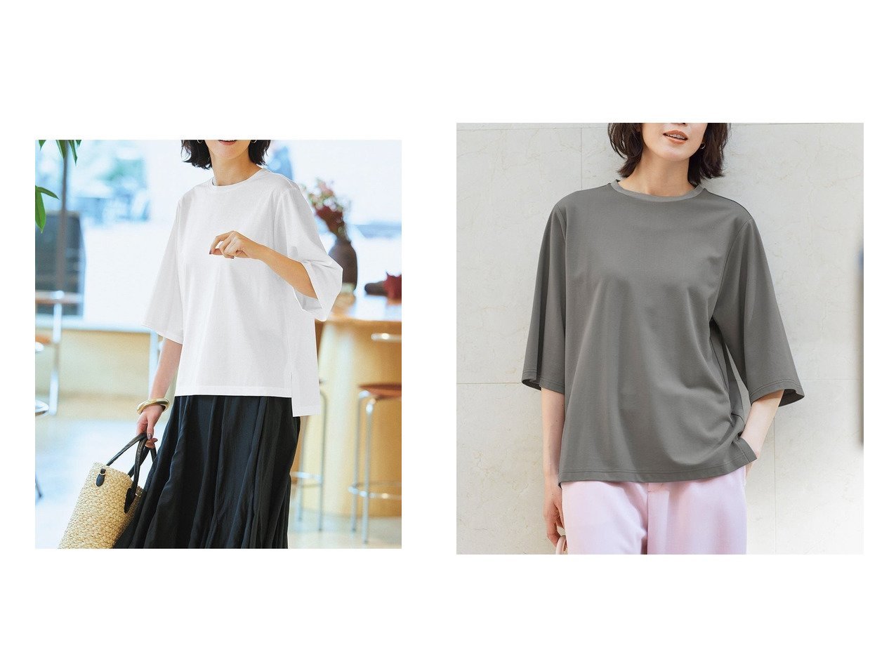【DoCLASSE/ドゥクラッセ】のシルキーポンチ・オーバーフィットT 40代50代からの婦人服 おすすめ人気トレンドファッション通販アイテム インテリア・キッズ・メンズ・レディースファッション・服の通販 founy(ファニー) 　ファッション　Fashion　レディースファッション　WOMEN　トップス・カットソー　Tops/Tshirt　シャツ/ブラウス　Shirts/Blouses　ロング / Tシャツ　T-Shirts　カットソー　Cut and Sewn　NEW・新作・新着・新入荷　New Arrivals　なめらか　Smooth　カットソー　Cut And Sew　フィット　Fit　夏　Summer　ホワイト系　White　グレー系　Gray　ブラック系　Black　|ID:crp329100000216689