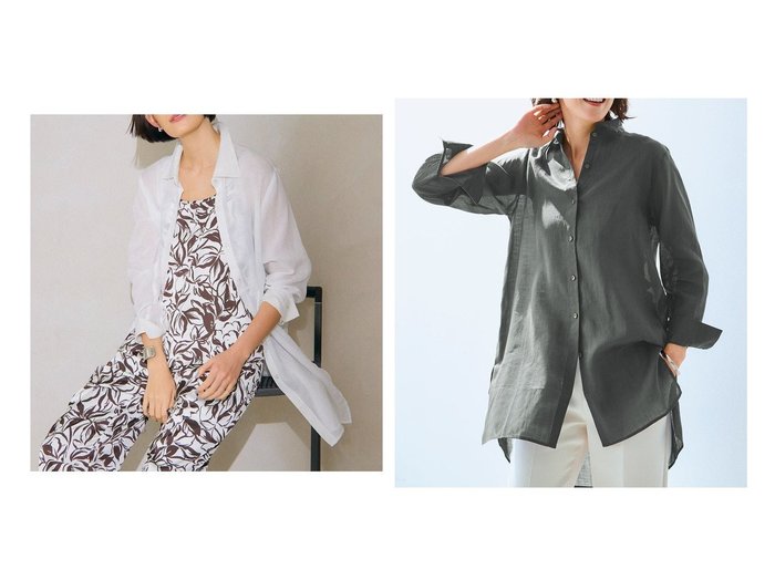 【DoCLASSE/ドゥクラッセ】のシアーラミー・ロングシャツ 40代50代からの婦人服 おすすめ人気トレンドファッション通販アイテム 人気、トレンドファッション・服の通販 founy(ファニー) 　ファッション　Fashion　レディースファッション　WOMEN　トップス・カットソー　Tops/Tshirt　シャツ/ブラウス　Shirts/Blouses　NEW・新作・新着・新入荷　New Arrivals　チュニック　Tunic　ドレープ　Drape　ロング　Long　|ID:crp329100000216695